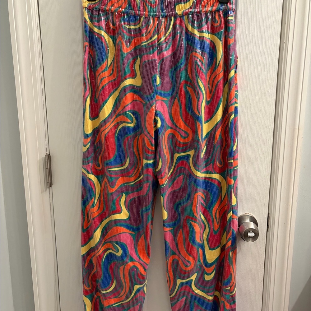 Designer Alden Adair 70s Retro Glam Inspired Elton Pants Wonderland Sequin NWT - Picture 6 of 9